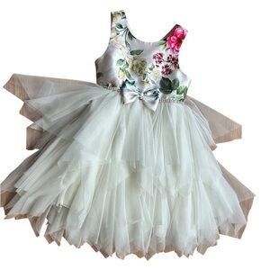 Couture Princes Floral dress silk and tul girl size 6